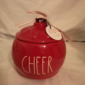 Rae Dunn Cheer Ornament cookie jar